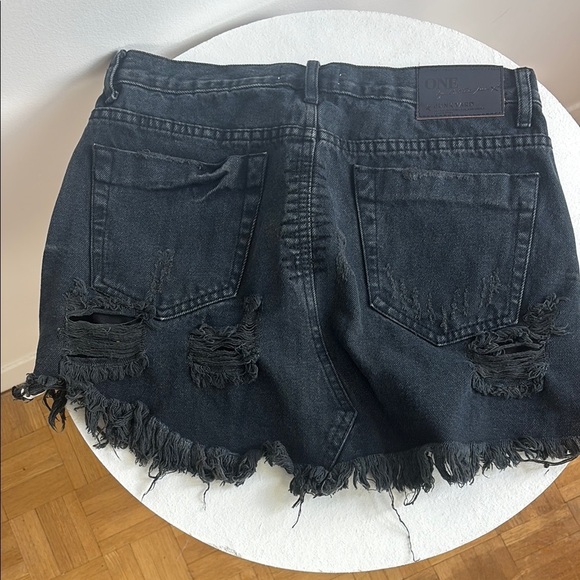 ONE X ONETEASPOON Distressed Black Denim Mini Skirt size 06 - Picture 5 of 11